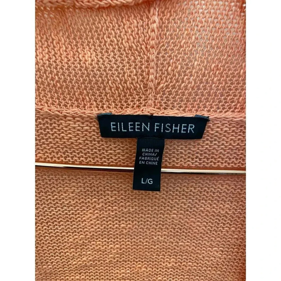 Eileen Fisher Orange Long Sleeve Open Front Cardigan Sweaters Size Large - Picture 3 of 5